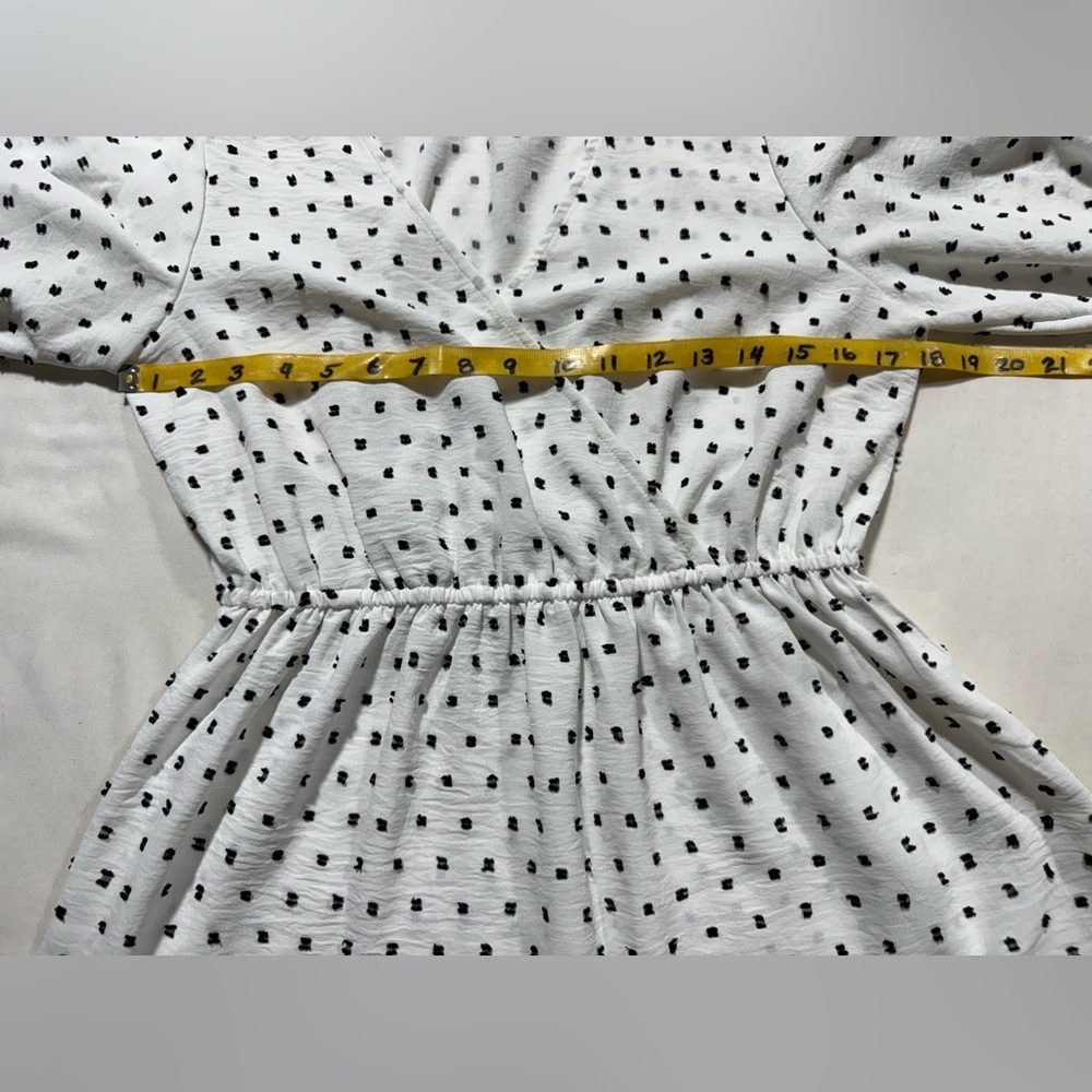 STACCATO White and Black Polka Dot puff sleeve peplum blouse size M - Picture 14 of 15